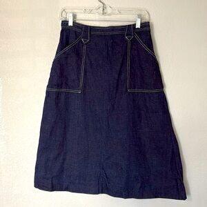 Vtg 70s Jean Skirt A Line Dark Wash S